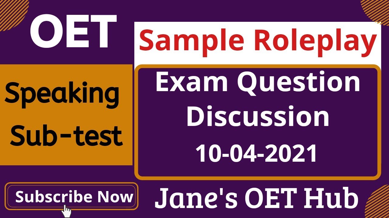 #OETSample Roleplay ..Exam Question Discussion