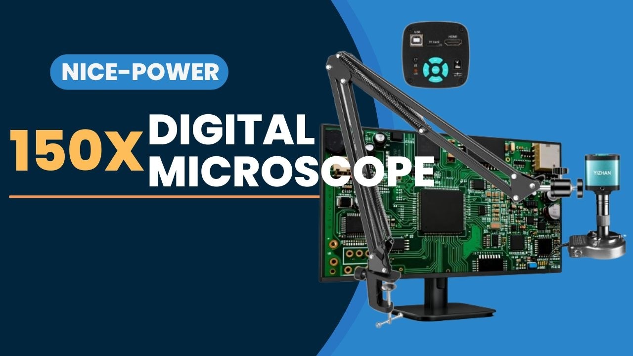 NICE POWER 150X Digital Microscope 4K | 60MP Industrial HDMI Microscope for PCBA Inspection