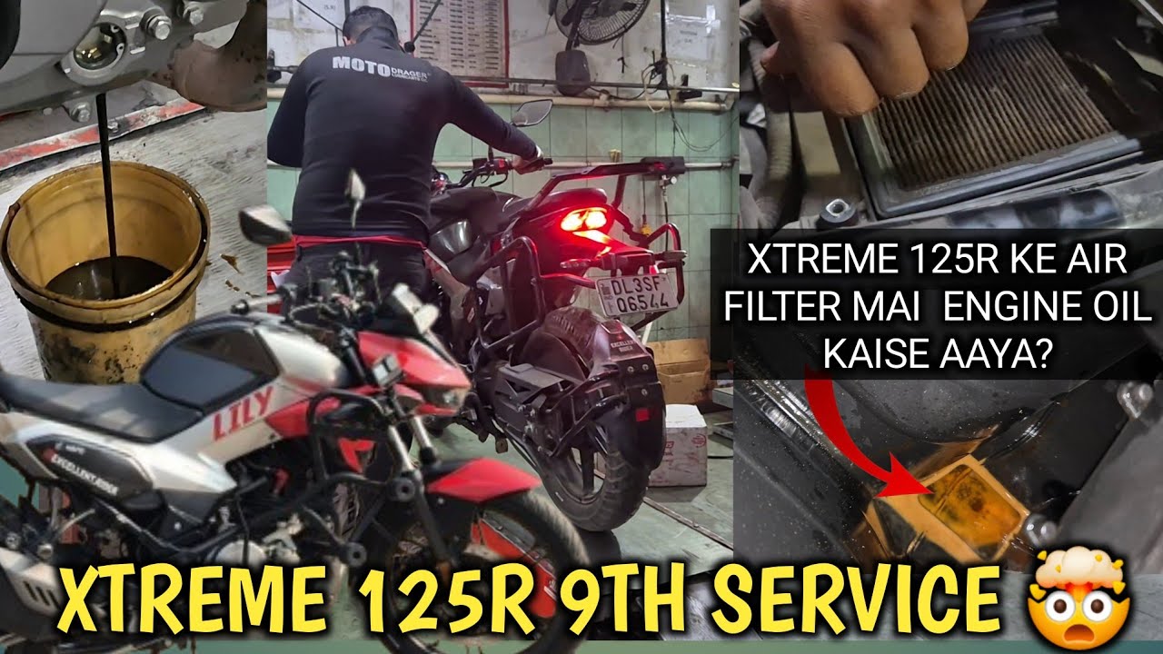 HERO XTREME 125R 9TH SERVICE DONE BUT AIR FILTER MAI ENGINE OIL KAISE AAYA?  #xtreme125r #service