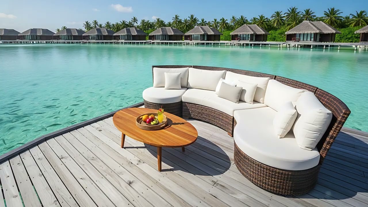 Tropical Summer Morning 🌊 Cheerful Bossa Nova Jazz & Ocean Waves Ambience for an Upbeat Happy Mood