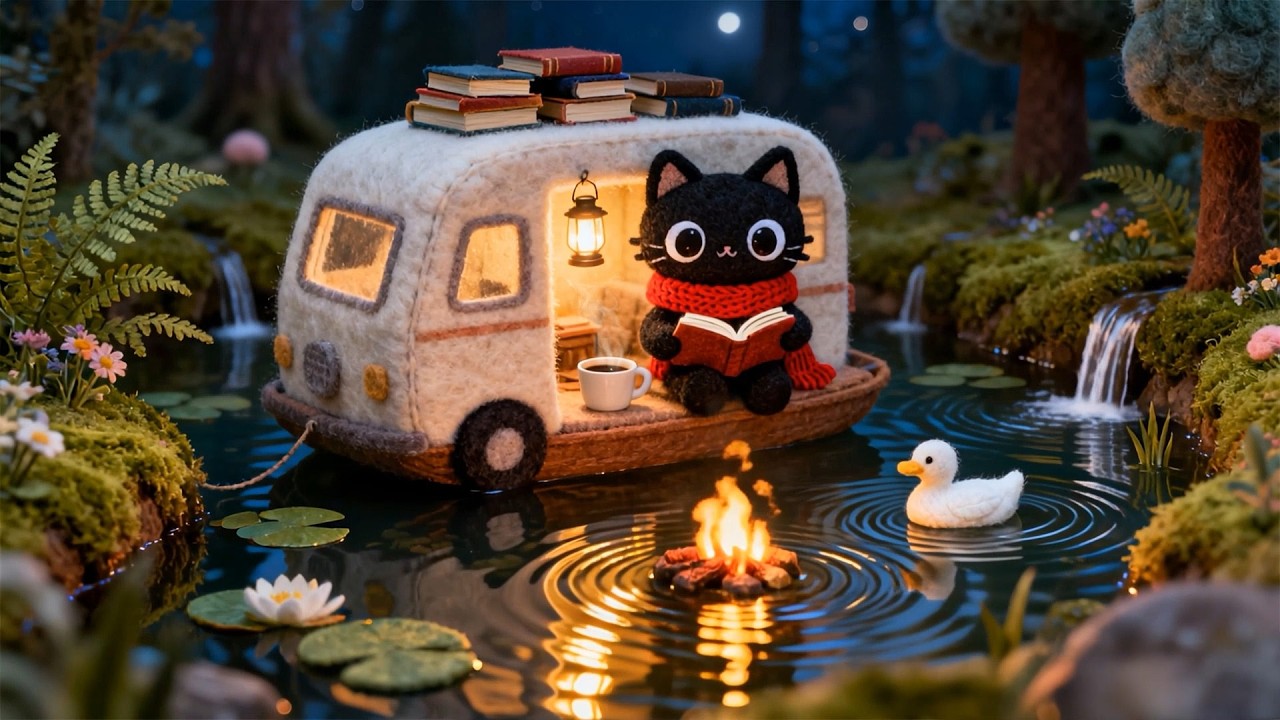 Black Cat’s Campfire Reading Night 🌙📚 Chill Lofi Beats for Rest, Focus & Study