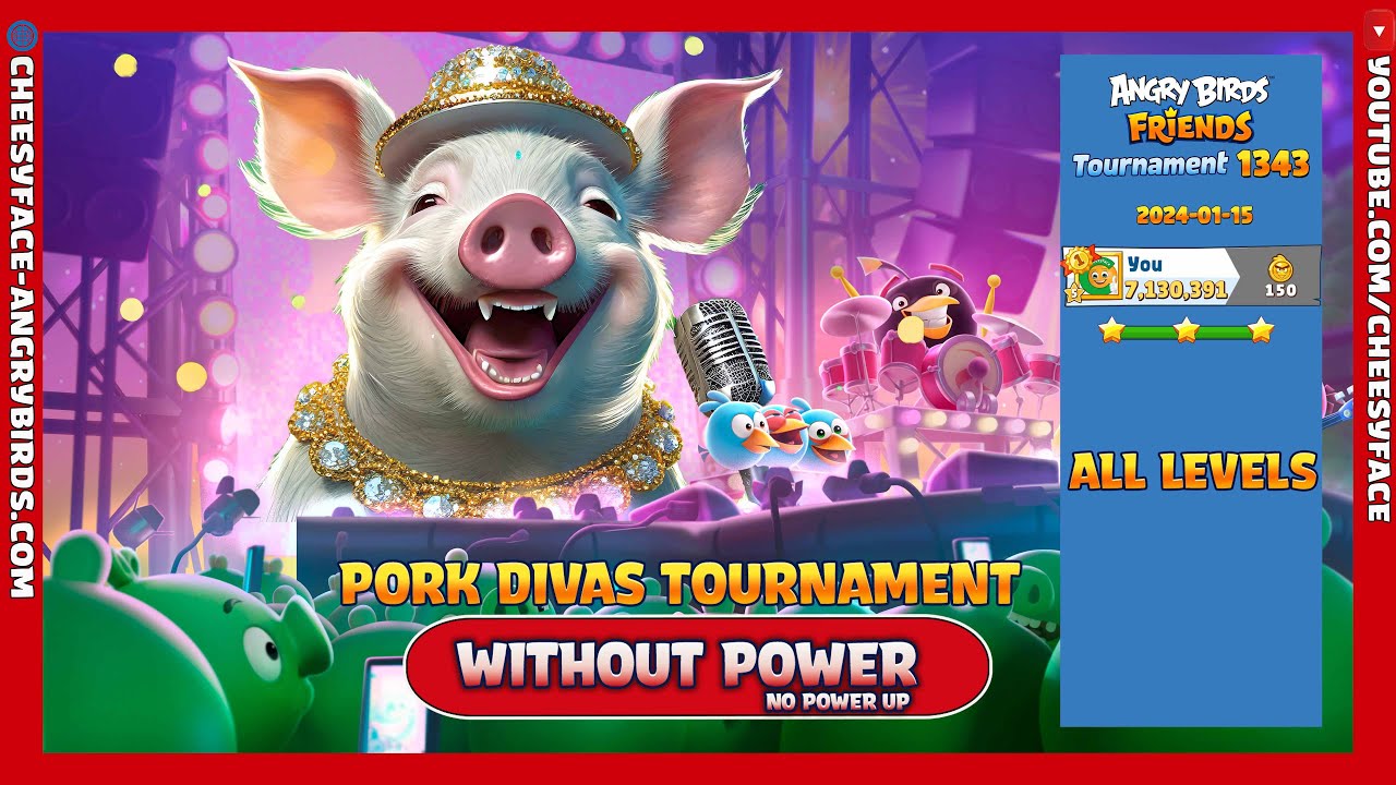 HOW TO GET 3 Stars for ALL LEVELS ANGRY BIRDS FRIENDS TOURNAMENT 1343 without POWER ( NO POWER-UP )