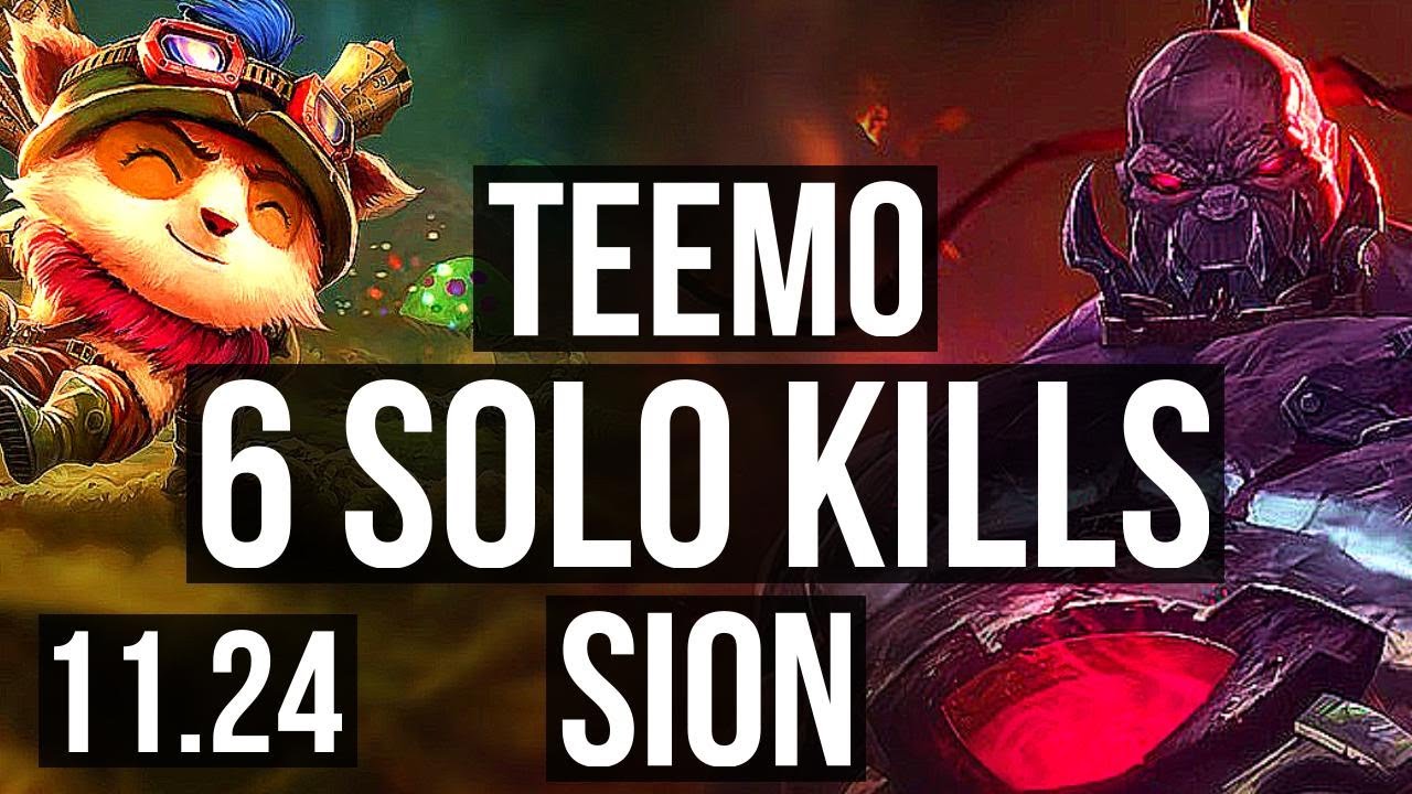TEEMO vs SION (TOP) (DEFEAT) | 6 solo kills, 300+ games | NA Diamond | 11.24