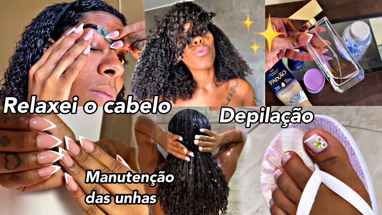 SPA DAY aleatório| manutenção unhas| relaxei o cabelo, depilação e sobrancelhas