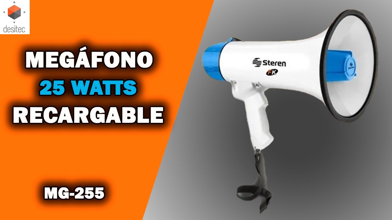 Megáfono Steren MG-255 de 25W con grabadora y batería recargable