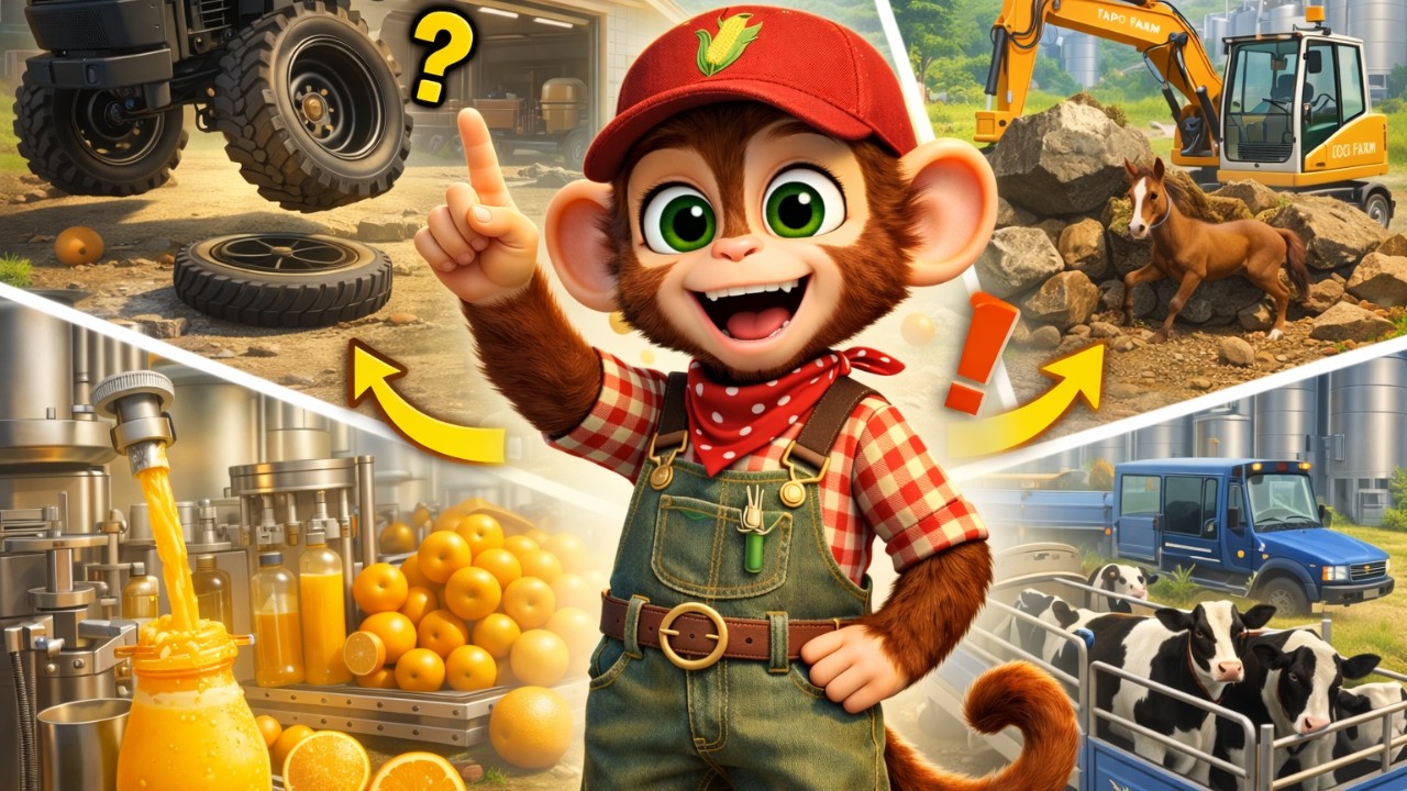 Stolen Wheel Mystery at Tapo Farm! Foal Rescue - Orange Juice & Milk Factory Tour | Farm Work