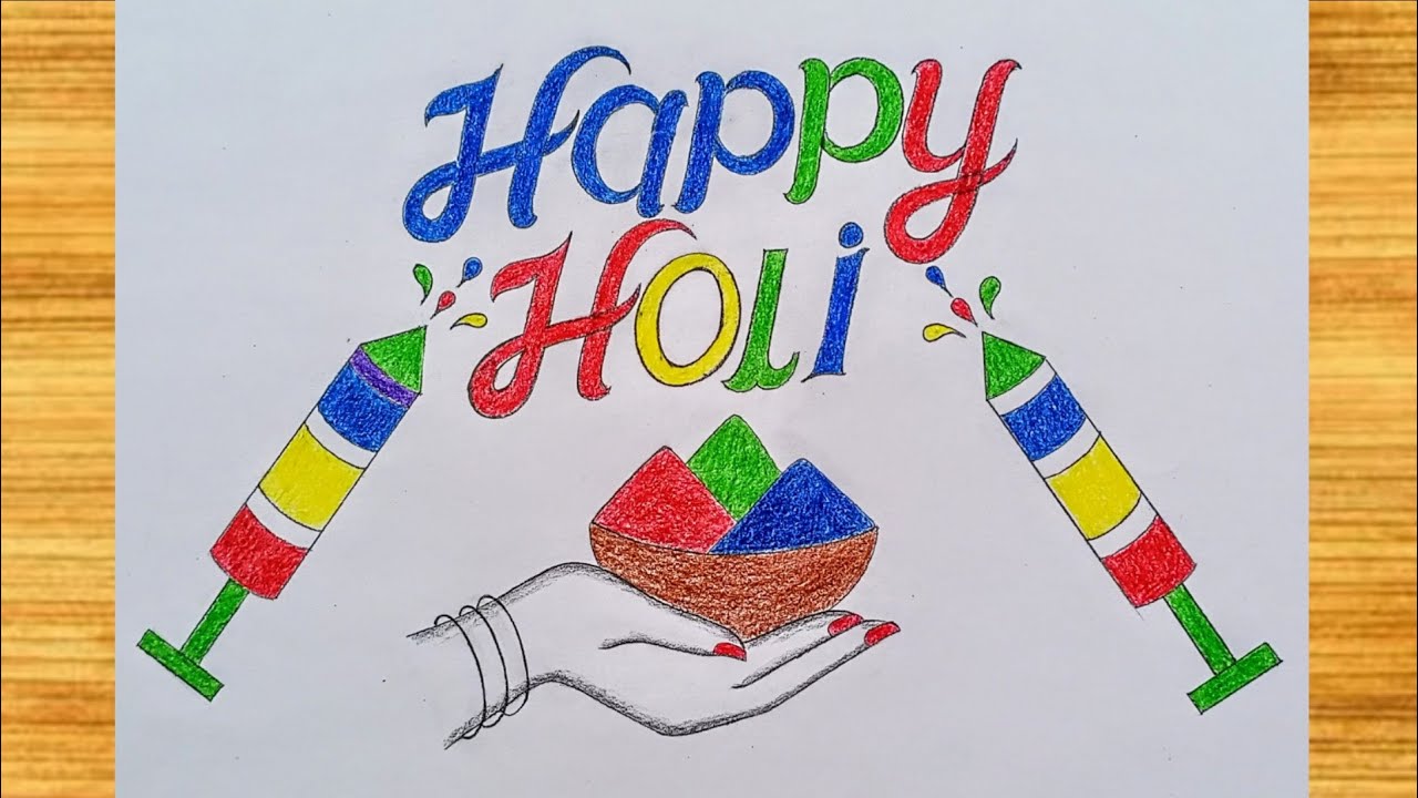 Happy Holi Drawing 🎨 | Easy Holi Festival Poster Drawing Step by Step | Holi Special Art 2026