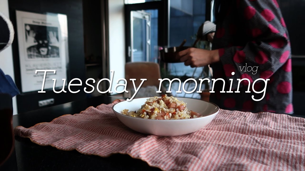 예나지 | Vlog | 화요일 아침, tuesday morning, 스팸볶음밥, 간단 아침