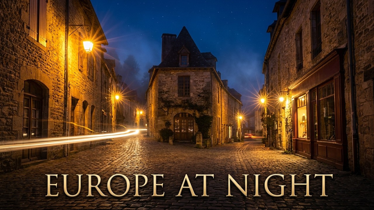 Night Walk Through a Beautiful European Village  | Relaxing Night Scene