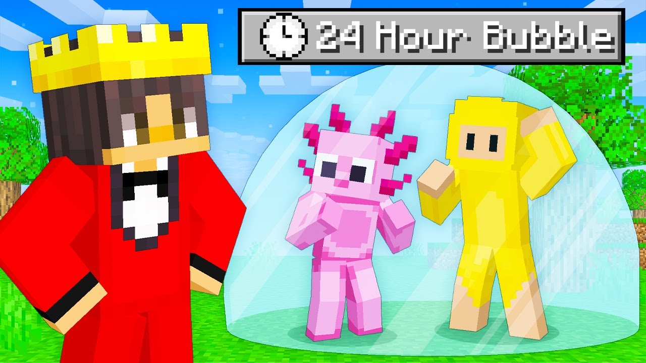 Locking Friends in a 24 HOUR BUBBLE in Minecraft!