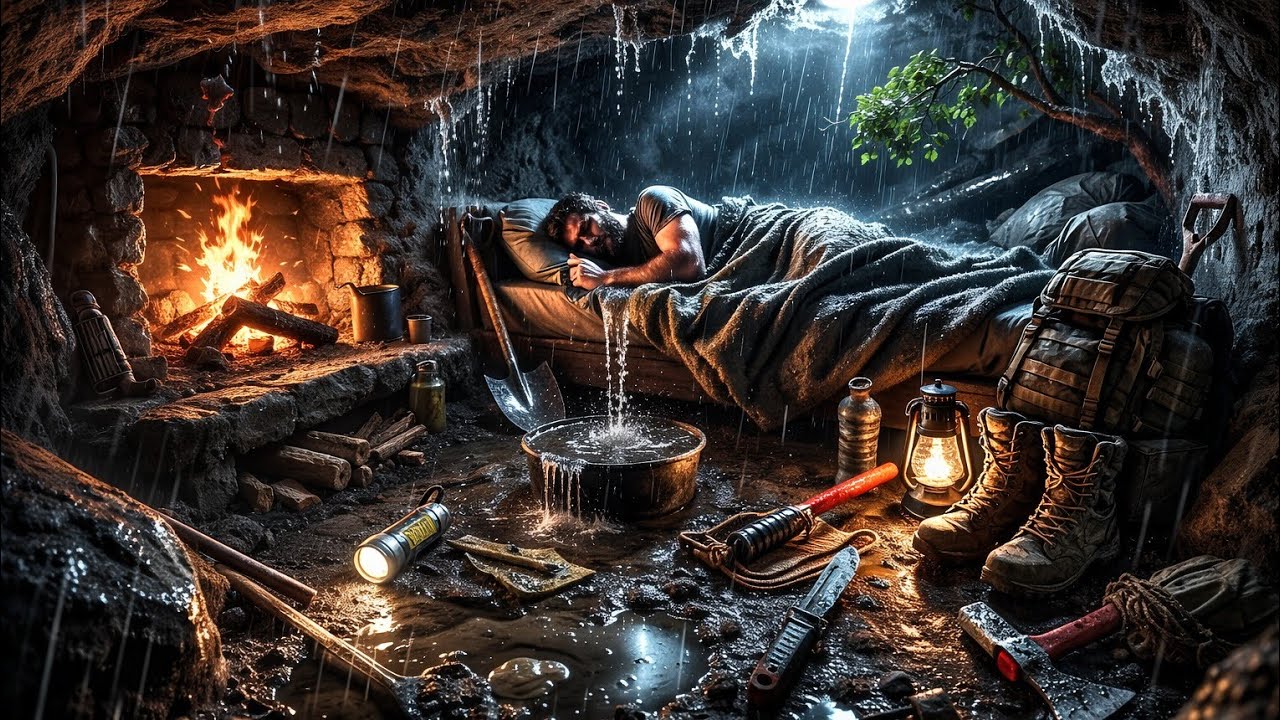 Heavy Rain Jungle Camping 🌧️ | Cooking on Fire & Night Stay Survival