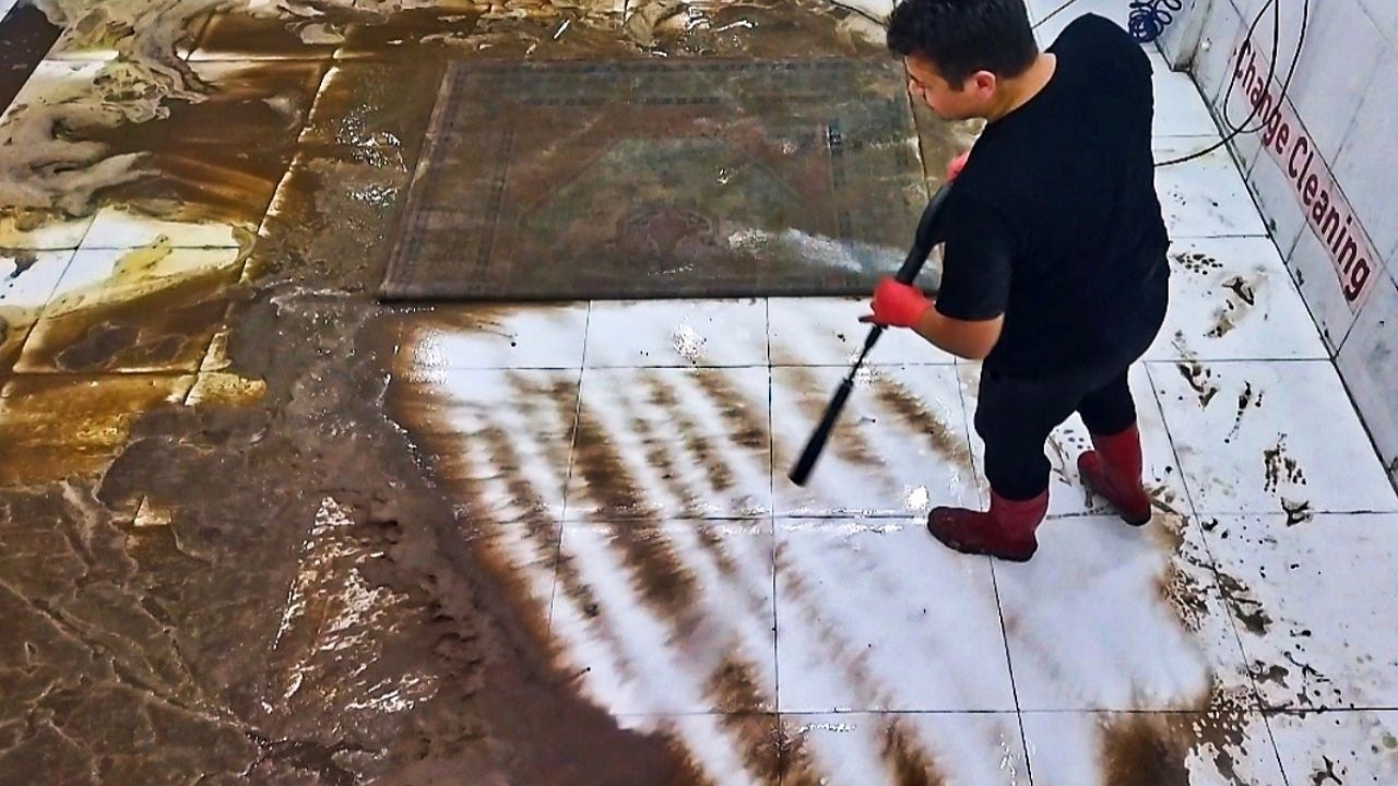 l Washed a Giant, Dirty Turkish Rug! (ASMR)
