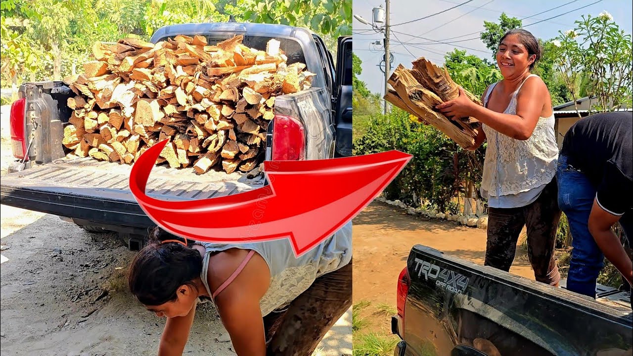 Doña Marivel Muy Feliz Descargó Su Tarea de Leña