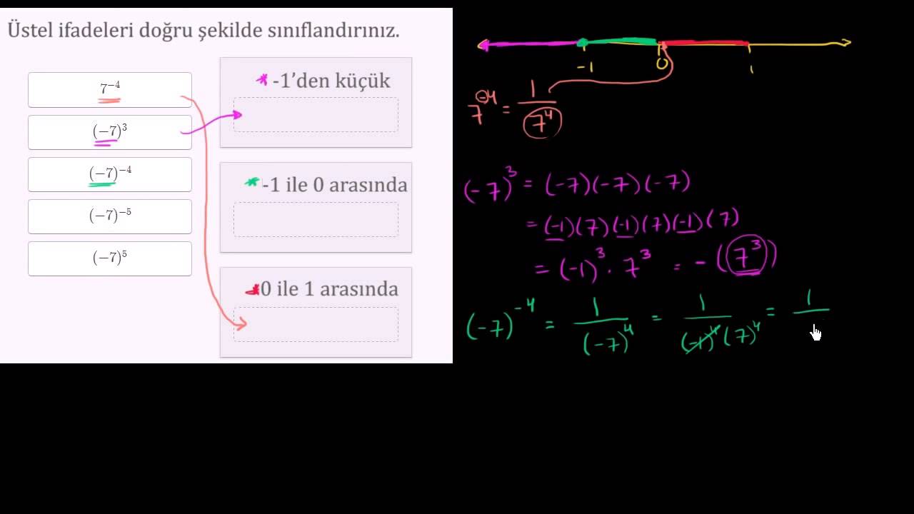 Negatif Taban ve Üslü İfadeleri Sınıflandırma Örneği (Cebir Öncesi)