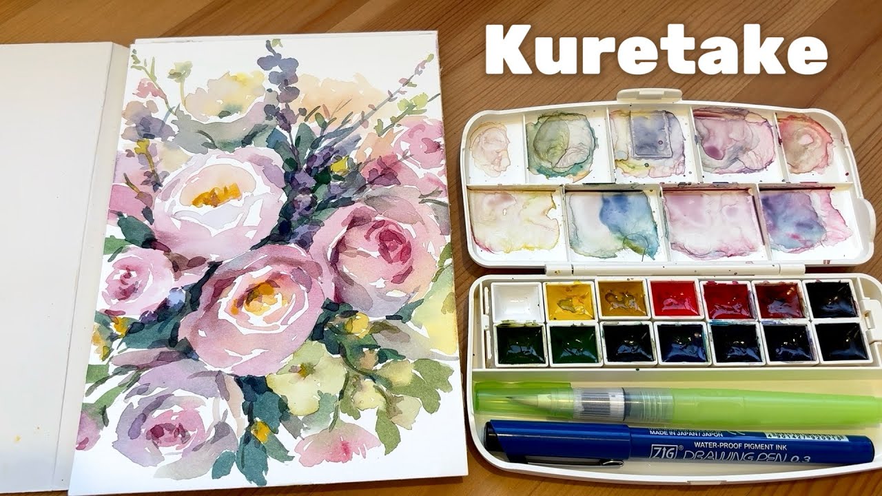 Kuretake Transparent Watercolour Set Unboxing, Swatching & Painting