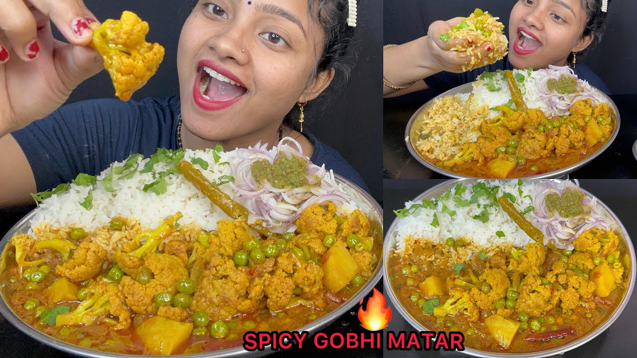 SPICY GOBHI ALOO MATAR CURRY WITH WHITE RICE 🤤🔥
