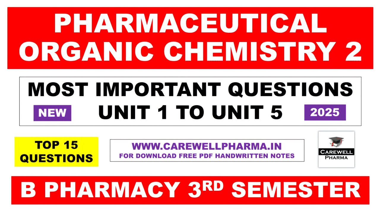 Pharmaceutical organic chemistry 3rd semester important questions || Carewell Pharma