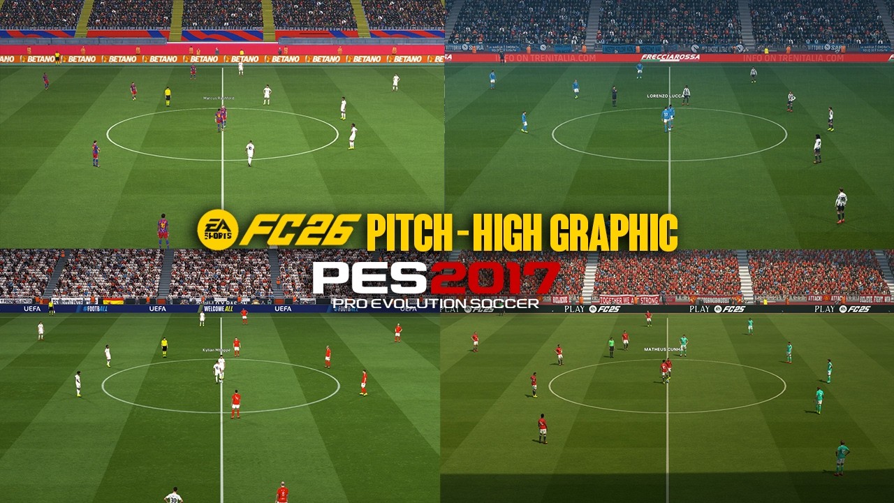 Новое газонное поле в PES 2017, как в EA FC 2026 V2 — совместимо со всеми патчами.