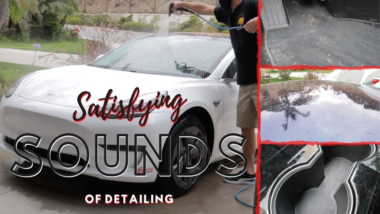Satisfying Car Detailing ASMR | Sounds of Detailing | Tesla Model 3 | Dirty Car Transformation