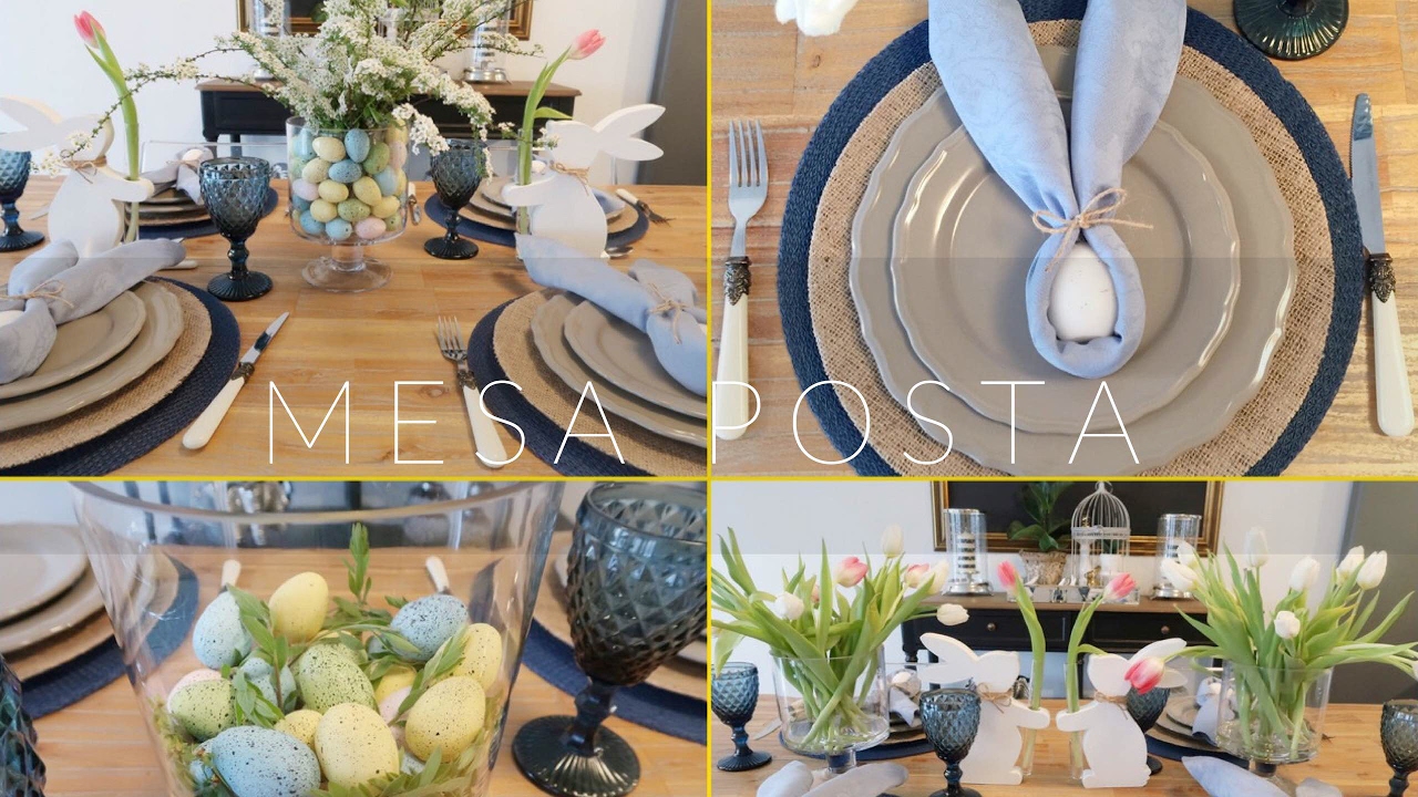 Dicas de como decorar a mesa posta + 3 centros de mesa + como dobrar guardanapo para Páscoa