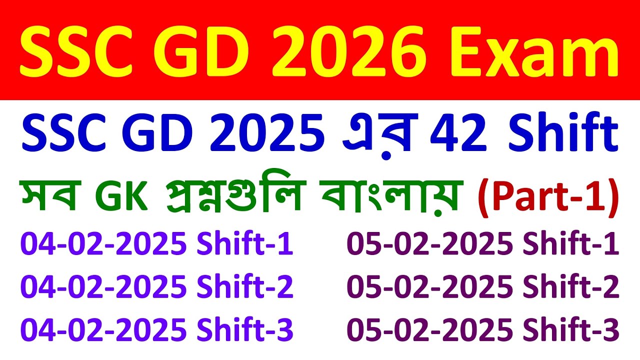 Общие знания для экзамена SSC ​​GD 2026 | Вопросы и ответы для экзамена SSC ​​GD 2025 (все 42 сме...