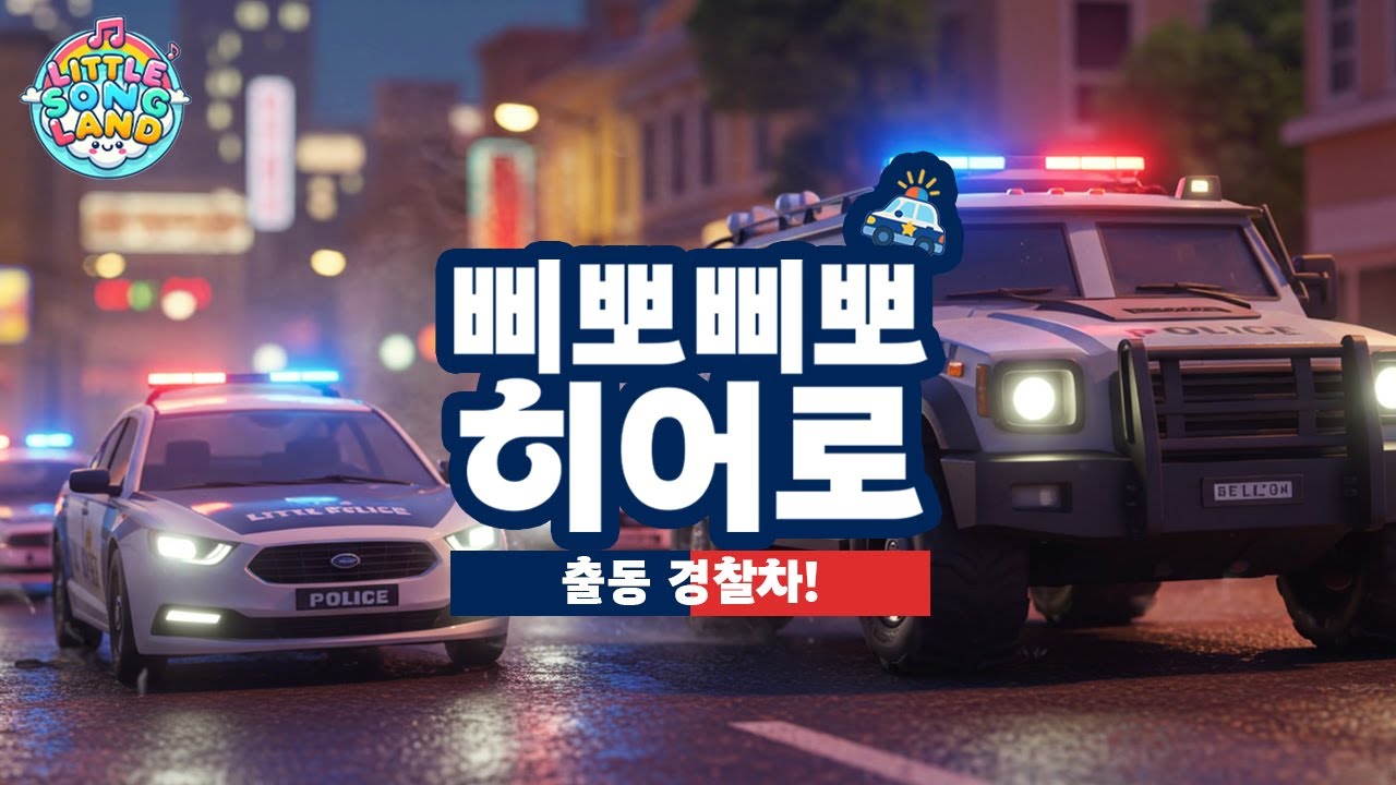 🚓 [삐뽀삐뽀 히어로] 출동 경찰차! (한글+영어 동요)🎶 | 리틀송랜드#경찰차동요 #유아동요 #어린이동요