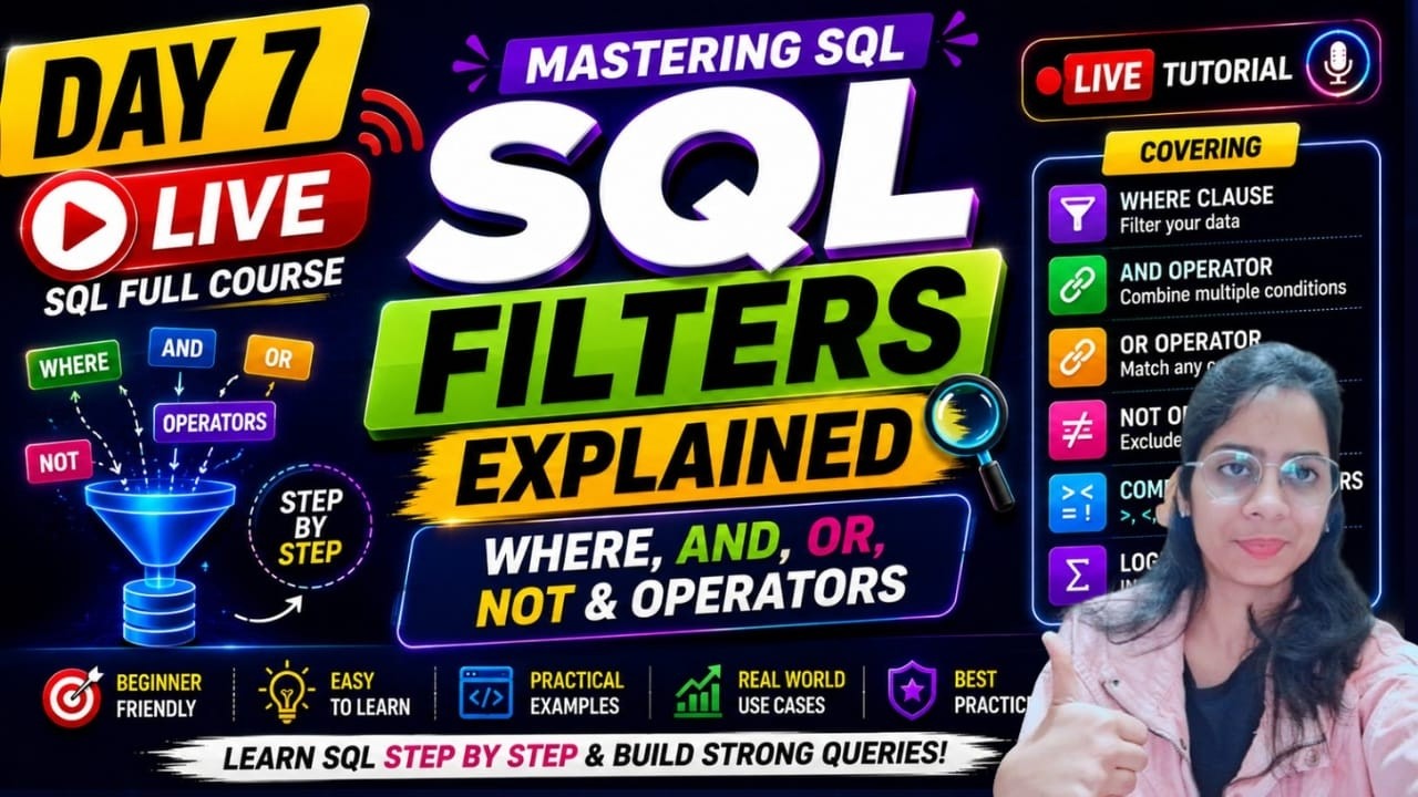 Day 7: Mastering SQL Basics to Advanced | LIVE Tutorial | AI Coder - Khushboo