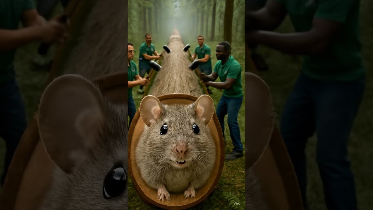 Rescue mother Mouse and  baby from giant log #animals #funny #shorts