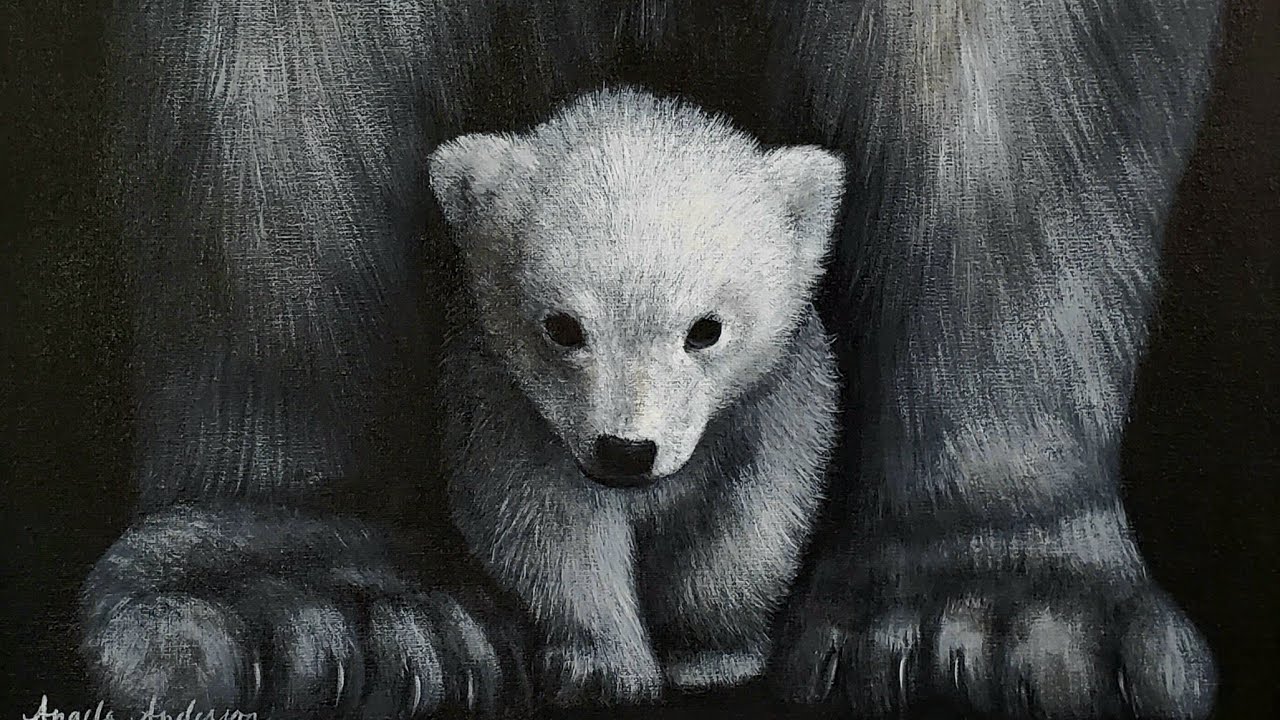 Polar Bear Cub Acrylic Painting LIVE Tutorial