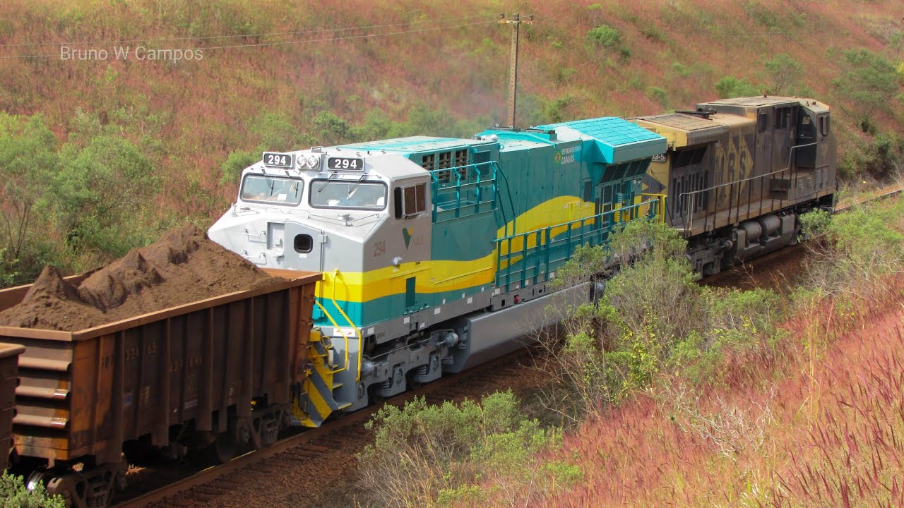 Primeiro teste da locomotiva GE ES58ACi no trem da MRS na Ferrovia do Aço