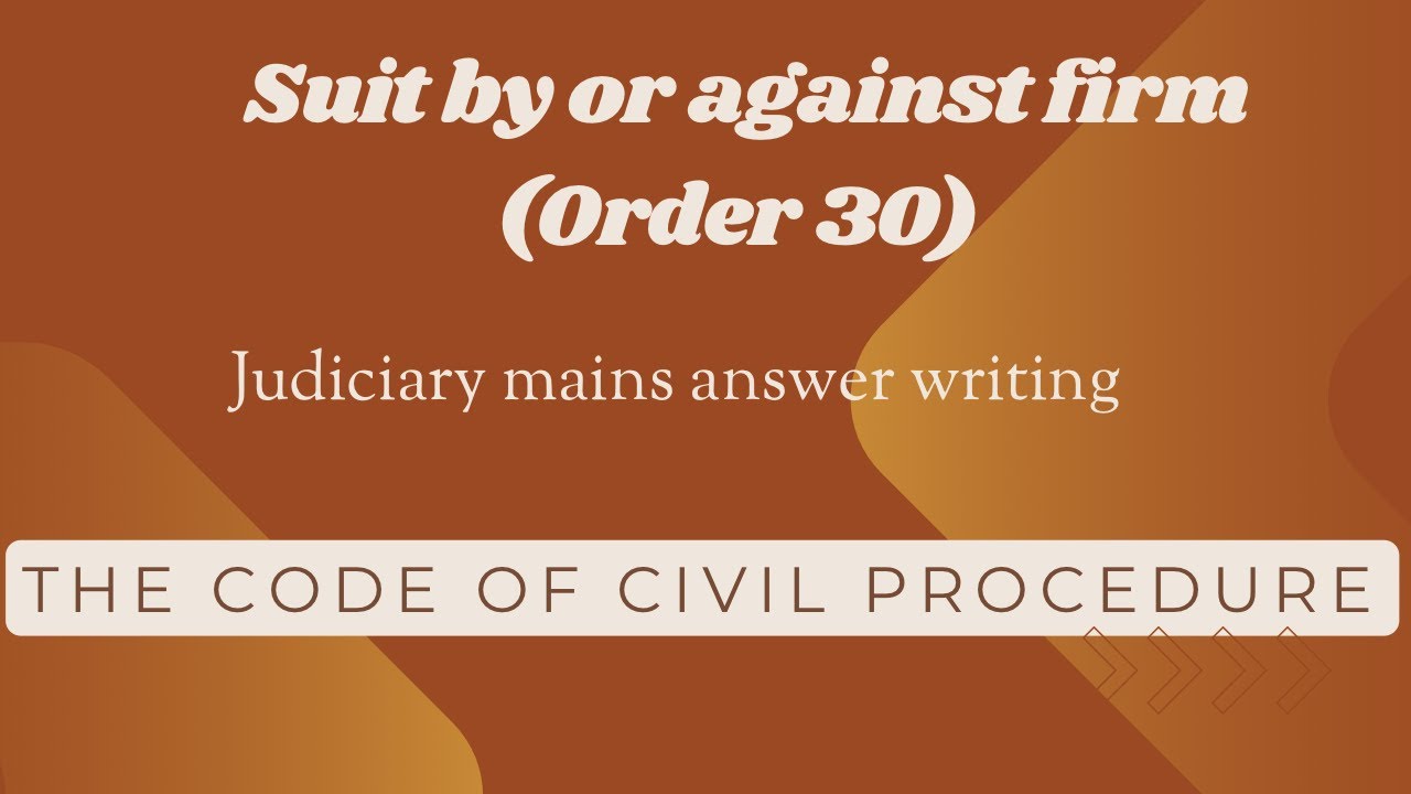 Suit by or against firm | CPC | Mains Answer writing | Judiciary exam
