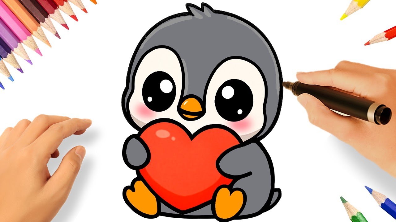 HOW TO DRAW A CUTE PENGUIN EASY 🐧💖