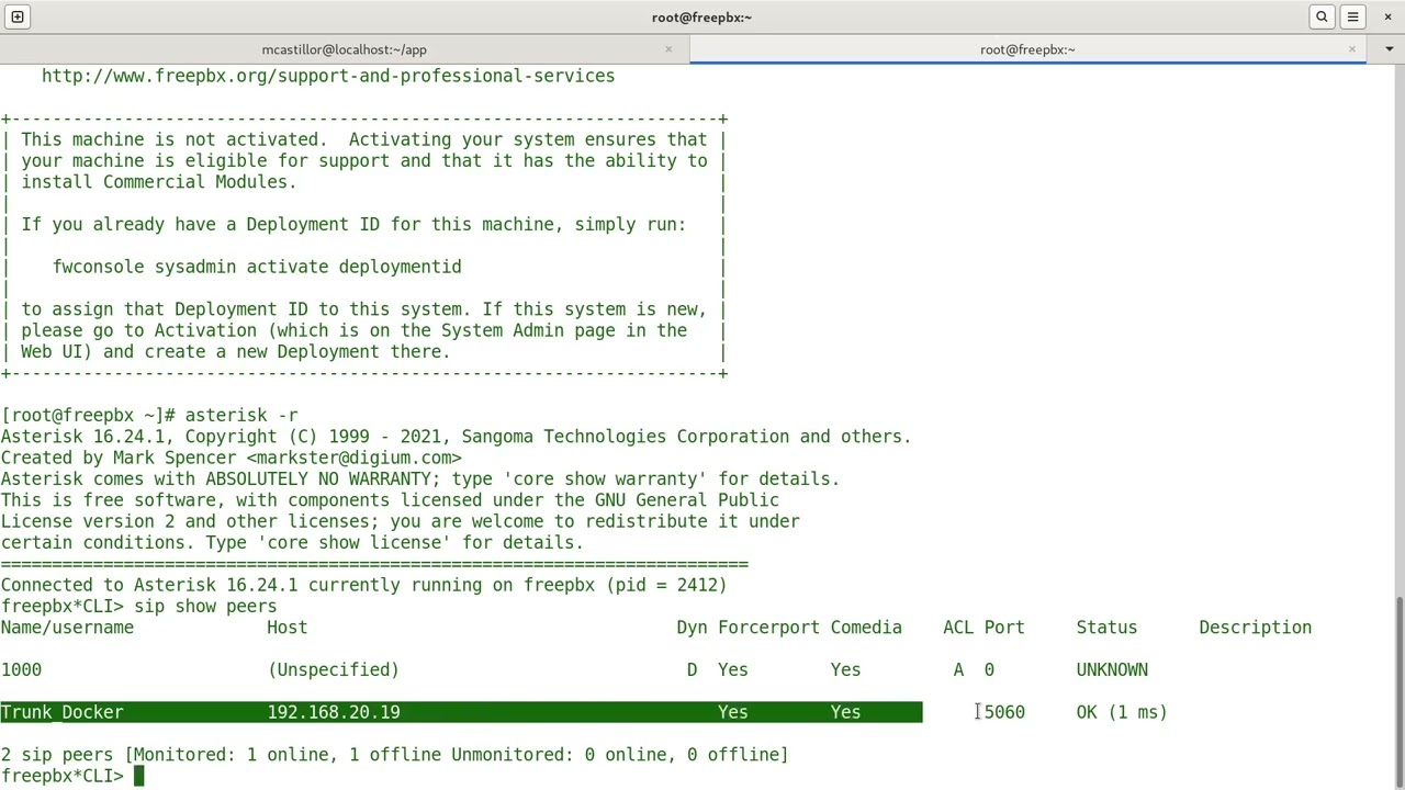 Configuración de una troncal SIP entre dos FREEPBX