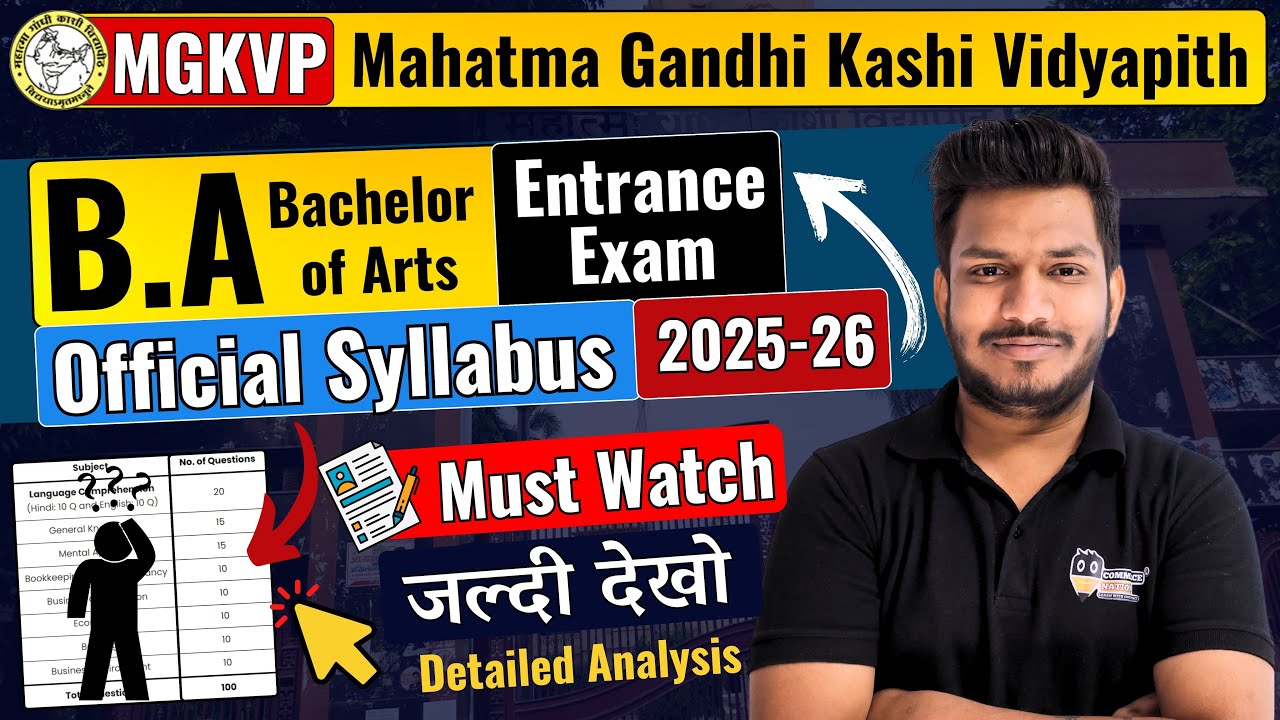 MGKVP B.A Entrance 2025 Official Syllabus | Form Date, Fees, Seats, Exam Pattern | mgkvp exam 2025