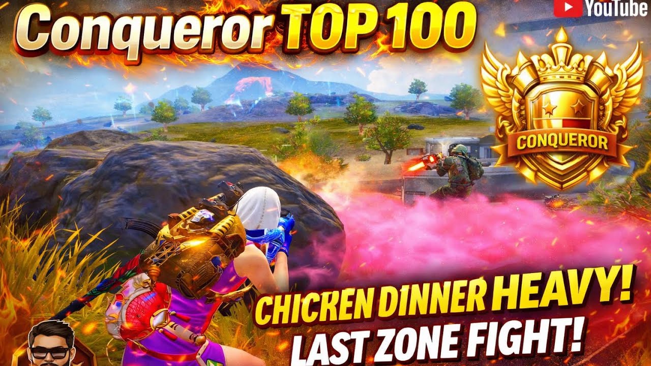 🔥 CONQUEROR TOP 100 PUSH! 🏆 Last Zone Clutch for CHICKEN DINNER! 🎯🔥