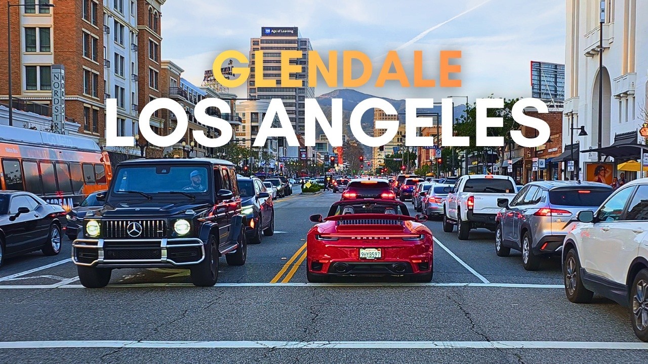 Driving in Glendale, CA US at Sunset | Cozy neighbourhoods and city drive 4K