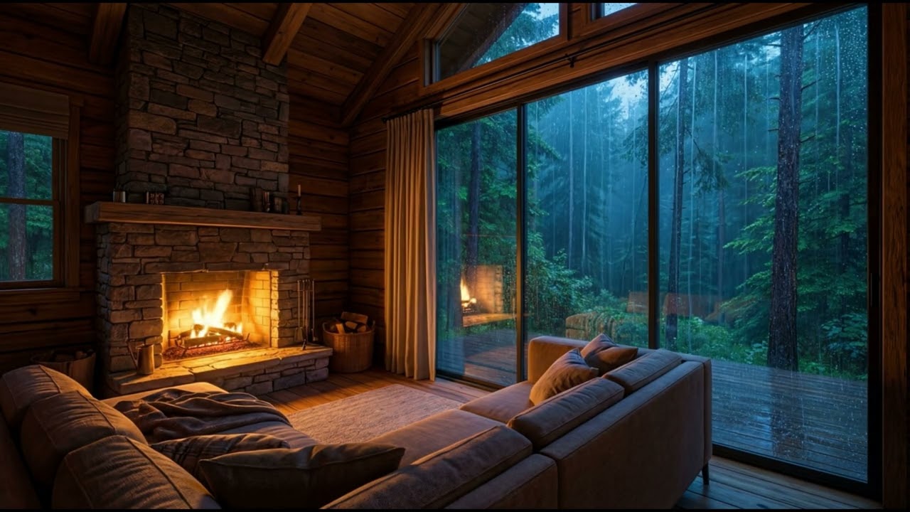 Fireplace Relaxation Therapy with Peaceful Fire Sounds and Dim Room Glow for Ultimate Comfort
