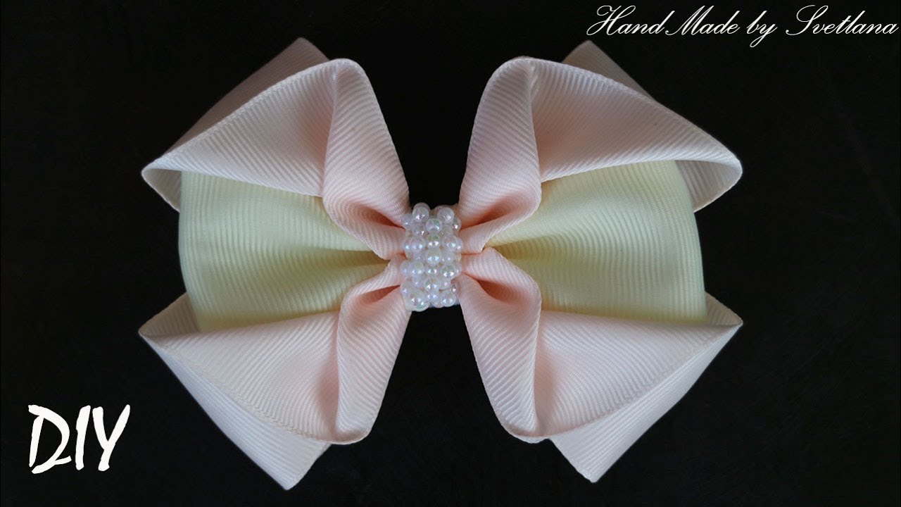 Бантики из репсовых лент Канзаши Мастер класс Grosgrain ribbon bow Laco de fita