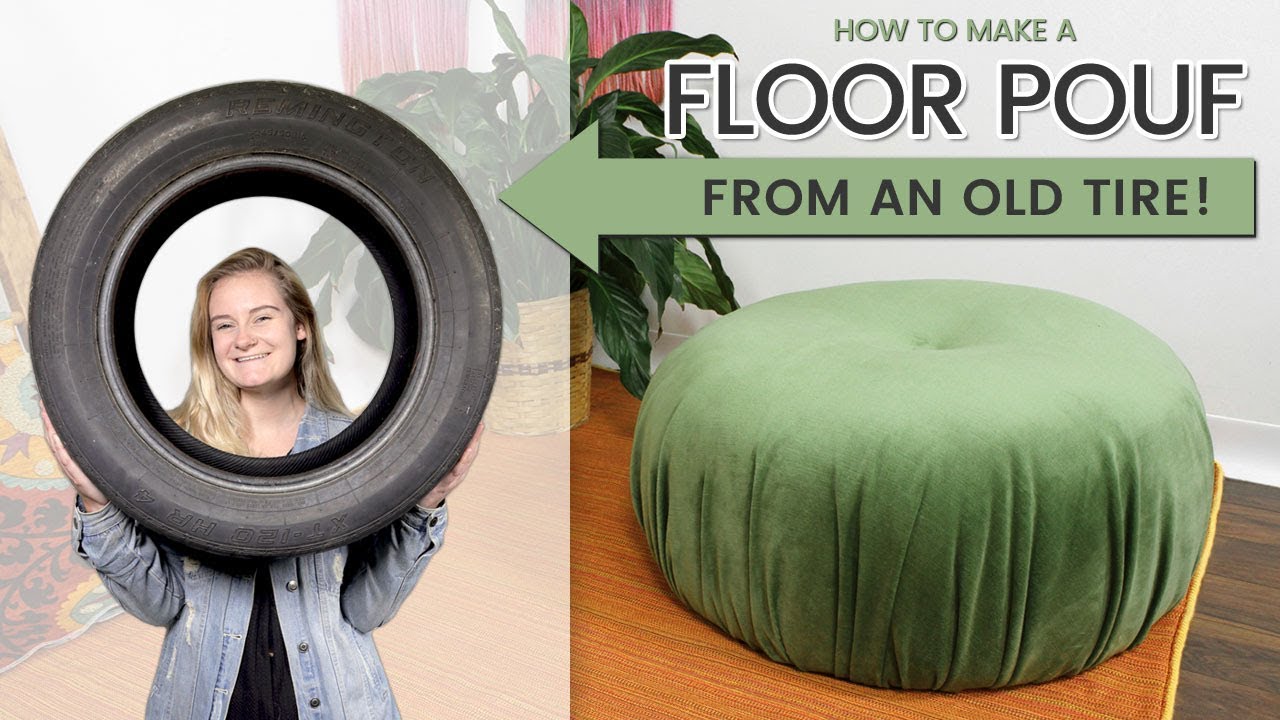 How to Make an Upcycled Floor Pouf | ECO FRIENDLY DECOR | DIY Boho Ottoman