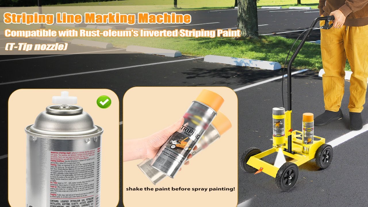Striping Line Marking Machine, Compatible with Professional Inverted Striping Spray Paint, Yellow