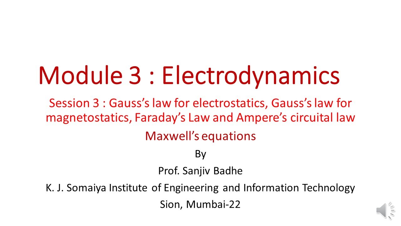 Electrodynamics Session 3 Maxwell Equations (noise reduced)