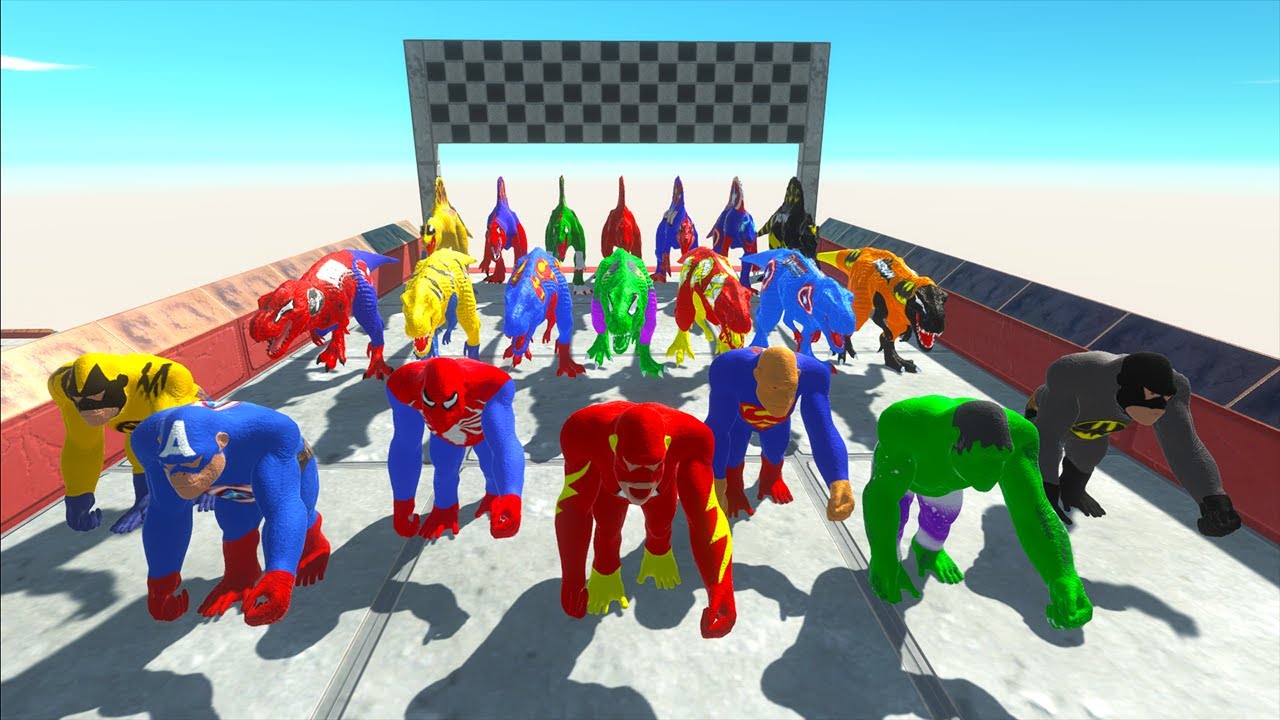 Dinosaurus Jurassic World Dominion:T-rex, king kong, spinosaurus speed race champions ARBS
