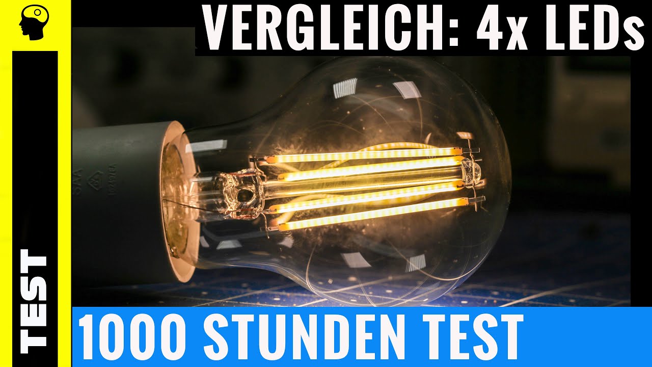 Vergleich: 4 Filament LED (E27) nach Dauertest