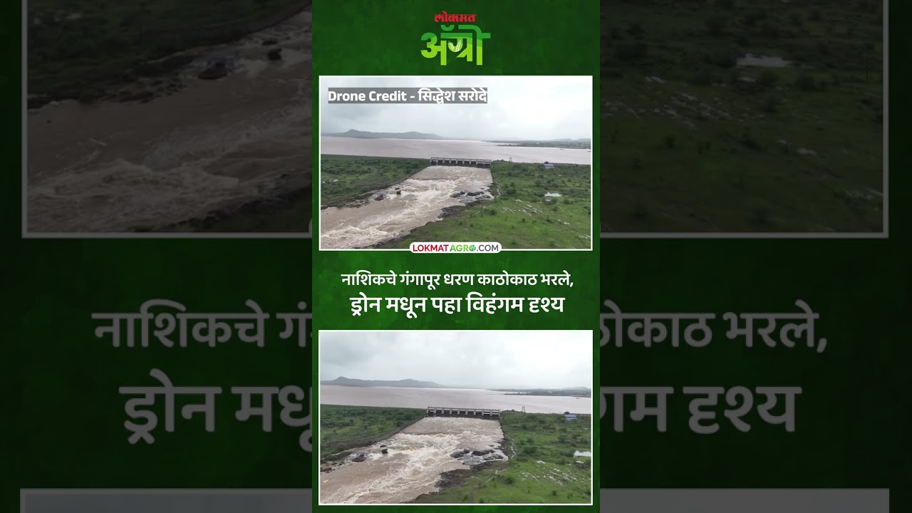 नाशिकचे गंगापूर धरण काठोकाठ भरले, ड्रोन मधून पहा विहंगम दृश्य | Nashik Gangapur Dam Overflows