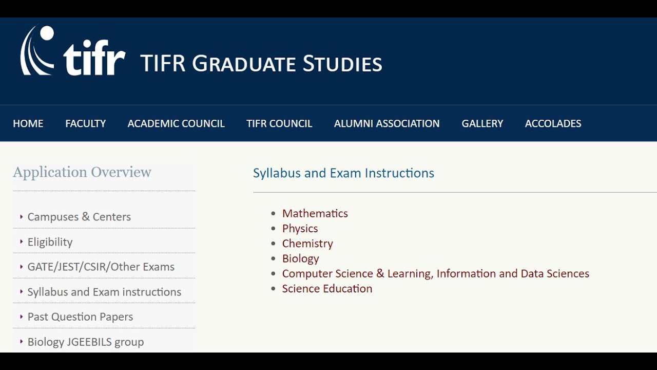 TIFR Entrance || Syllabus and Exam pattern for PHYSICS, CHEMISTRY, MATHEMATICS, COMPUTER SCIENCES