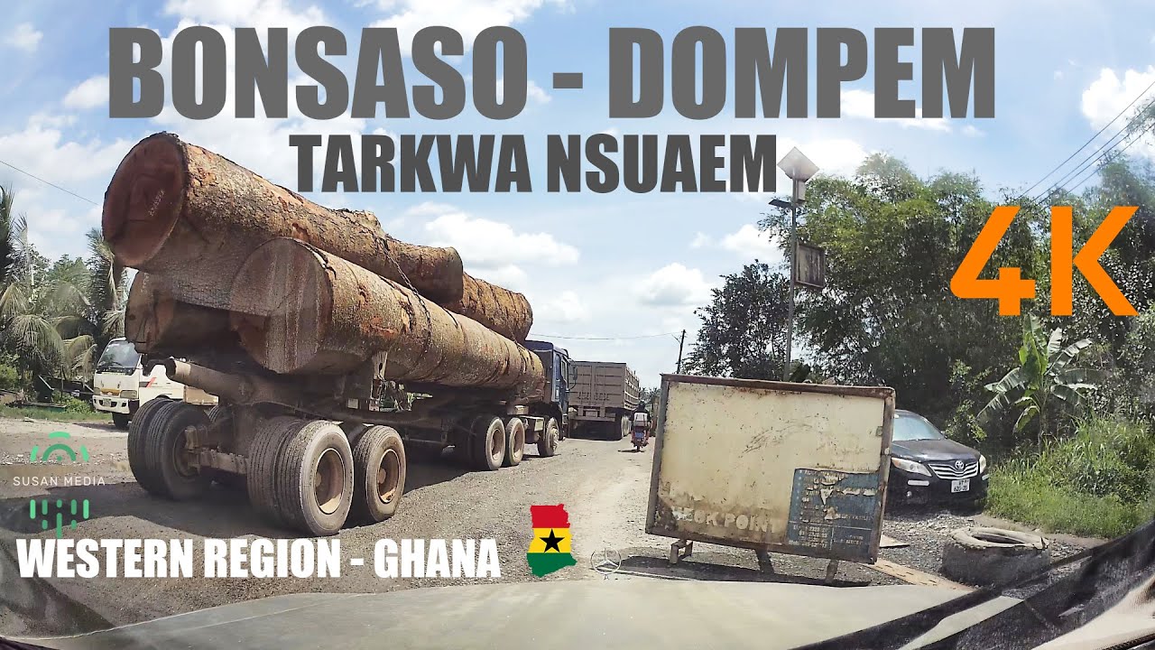 Dompem Drive from Bonsaso Tarkwa Nsuaem Western Region Ghana 4K