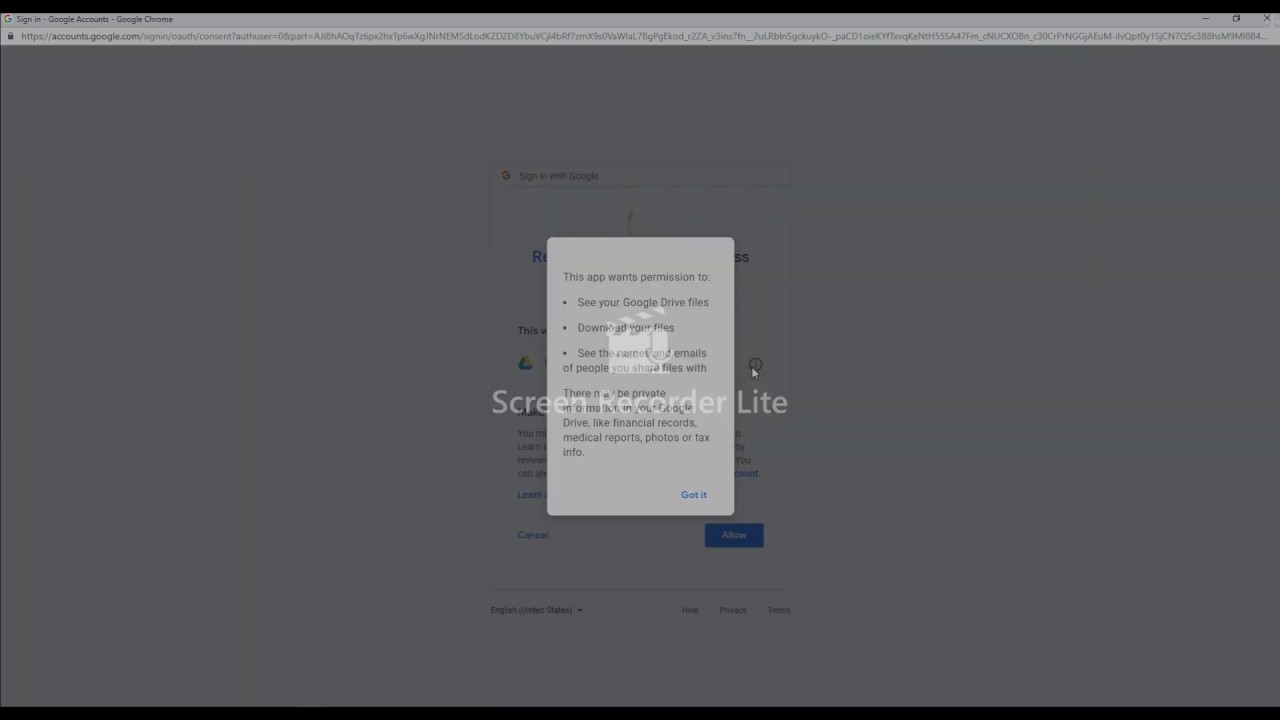 screen recording - google drive integration