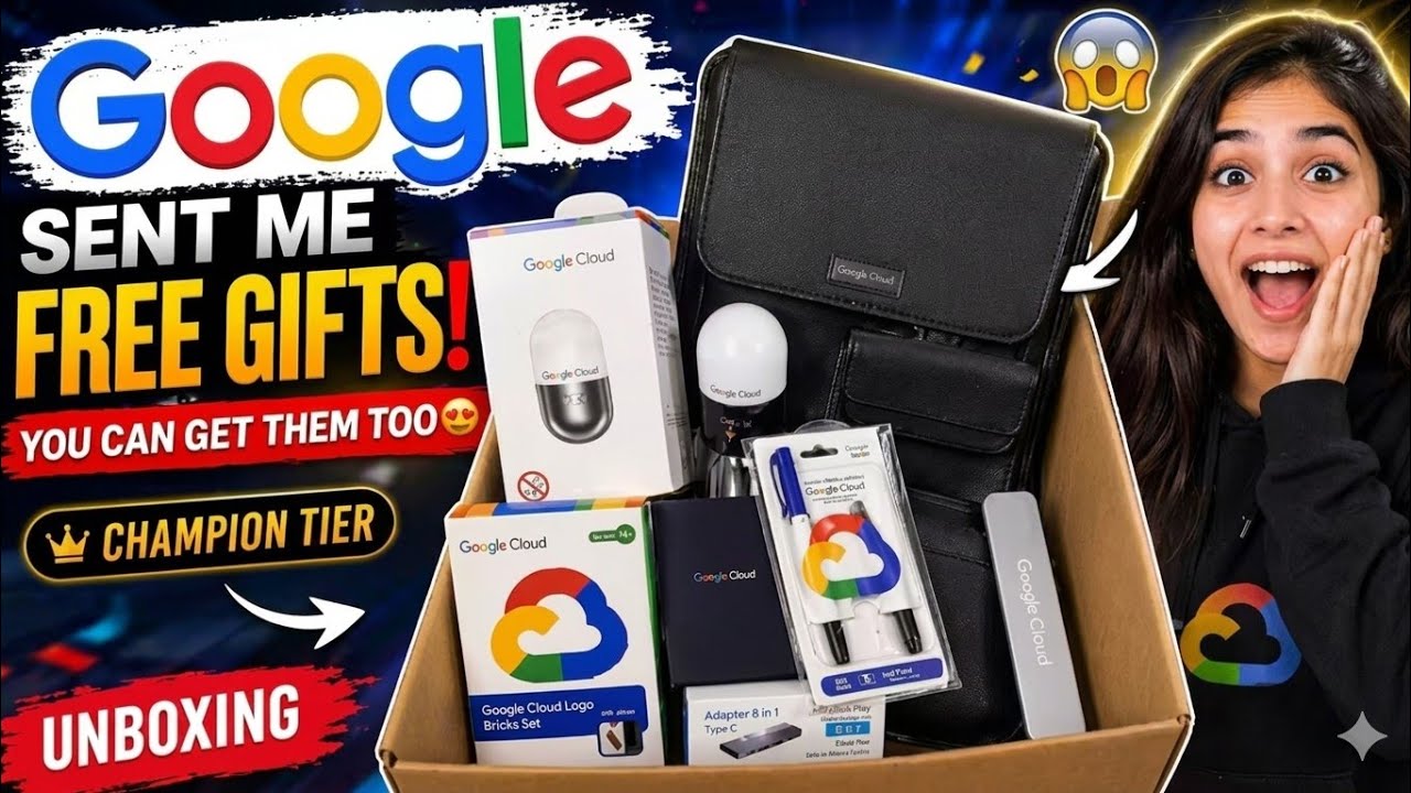 FREE Google Swags Unboxing 🔥 | Google Cloud Arcade Champion Tier Rewards 2025