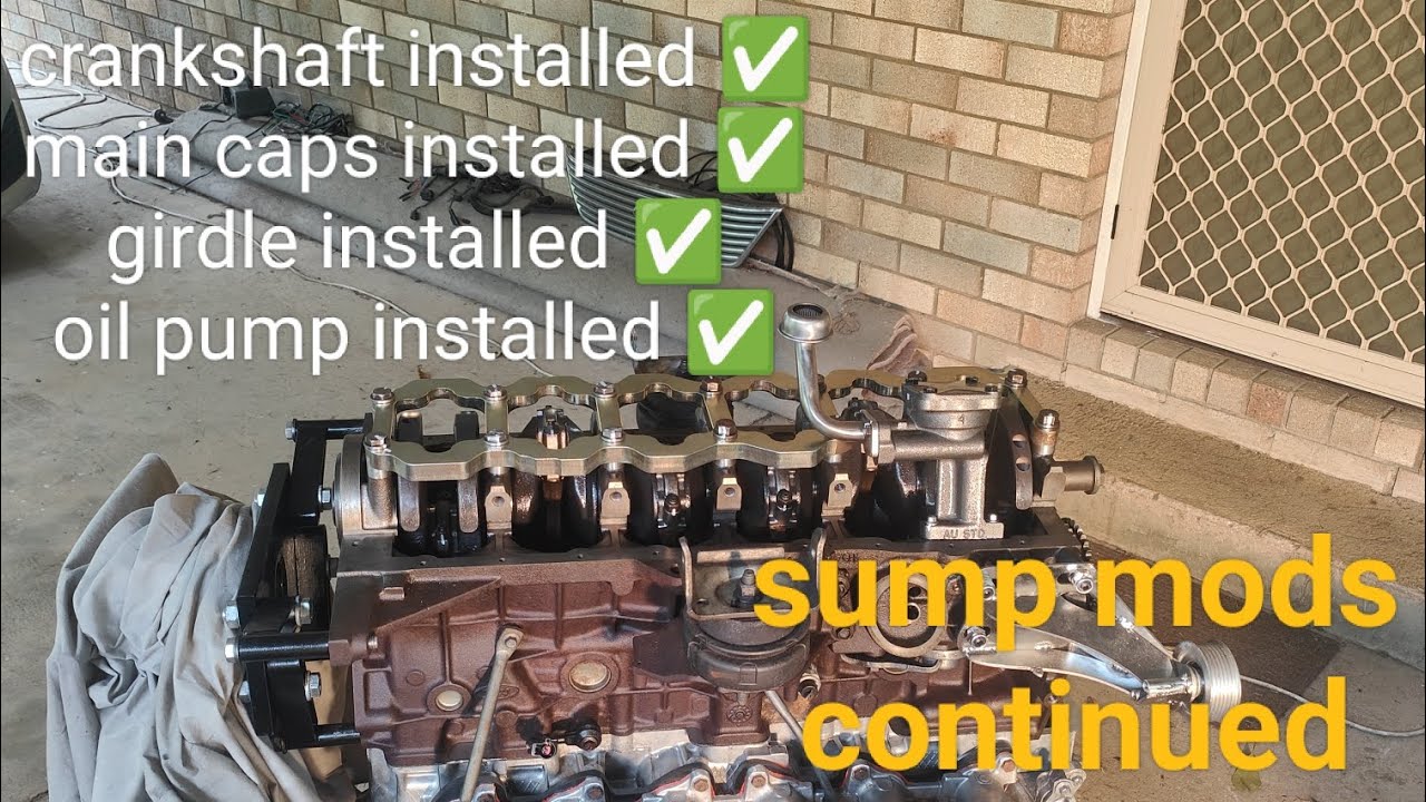 Finally installed crankshaft and Girdle, sump mod continued | Ford AU Intech