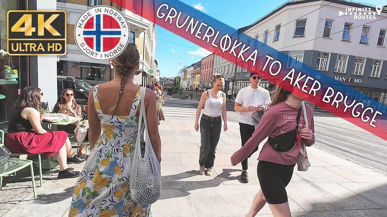 ☀️🚶Oslo City Walk: from Grünerløkka to Aker brygge (VG lista-Rig Rådhusplassen)  (4K, 60fps) #norway